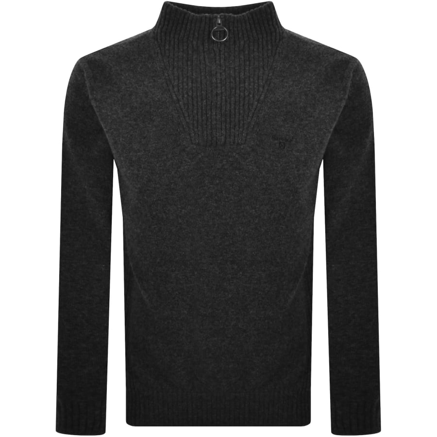 Image number 1 for Barbour Half Zip Wool Jumper Grey