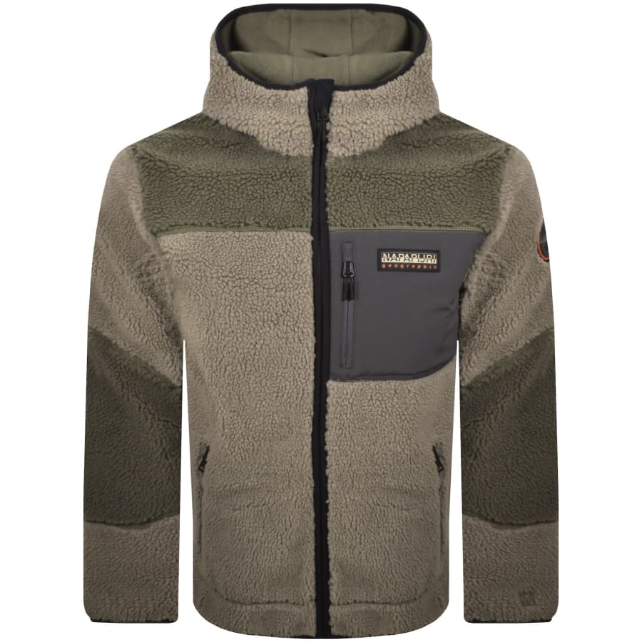 Image number 2 for Napapijri Yupik Full Zip Fleece Hoodie Beige