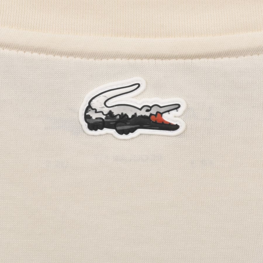 Image number 4 for Lacoste Large Logo T Shirt Cream