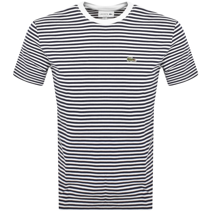 Image number 1 for Lacoste Stripe T Shirt Navy