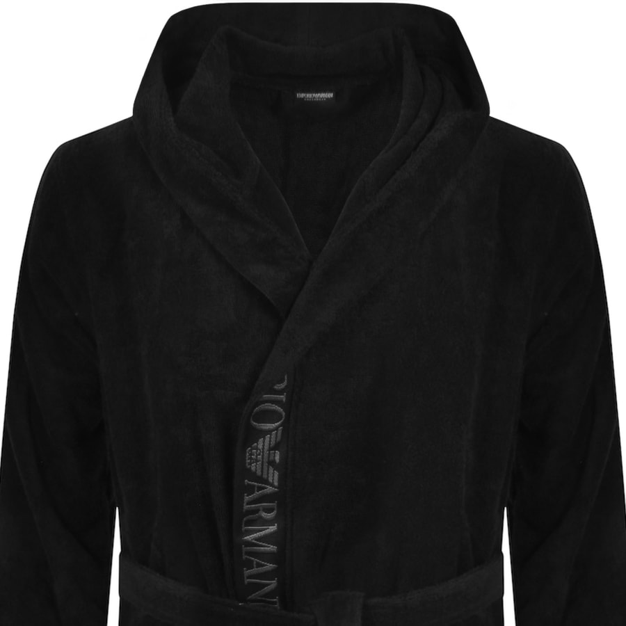 Image number 2 for Emporio Armani Hooded Dressing Gown Black