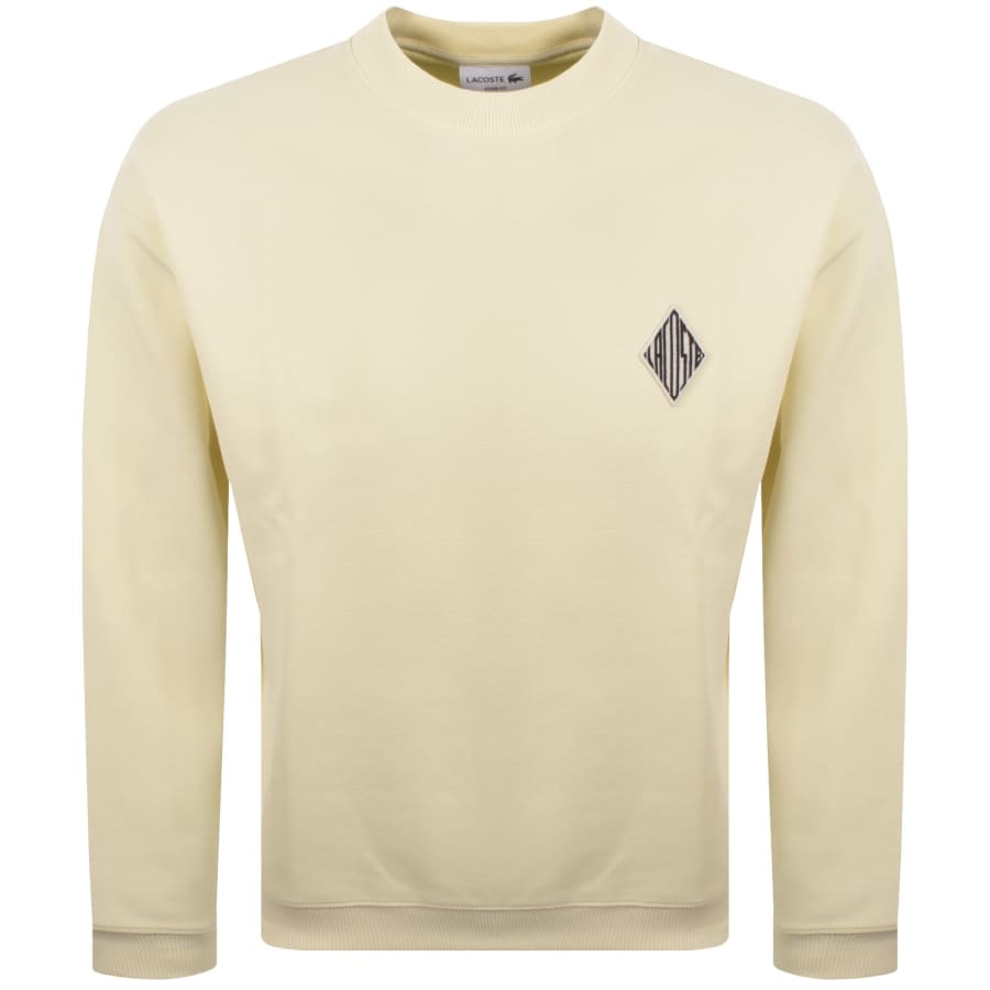 Image number 1 for Lacoste Pique Badge Sweatshirt Pale Yellow