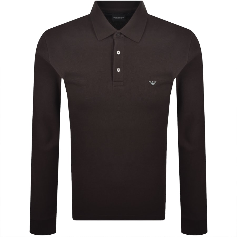Image number 1 for Emporio Armani Loungewear Polo T Shirt Brown