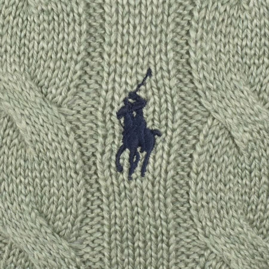 Image number 3 for Ralph Lauren Half Zip Cable Knit Jumper Green