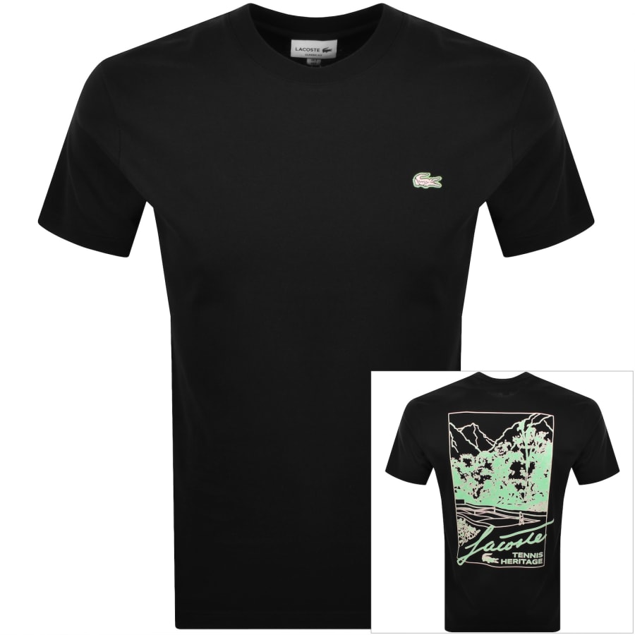 Image number 1 for Lacoste Back Print T Shirt Black