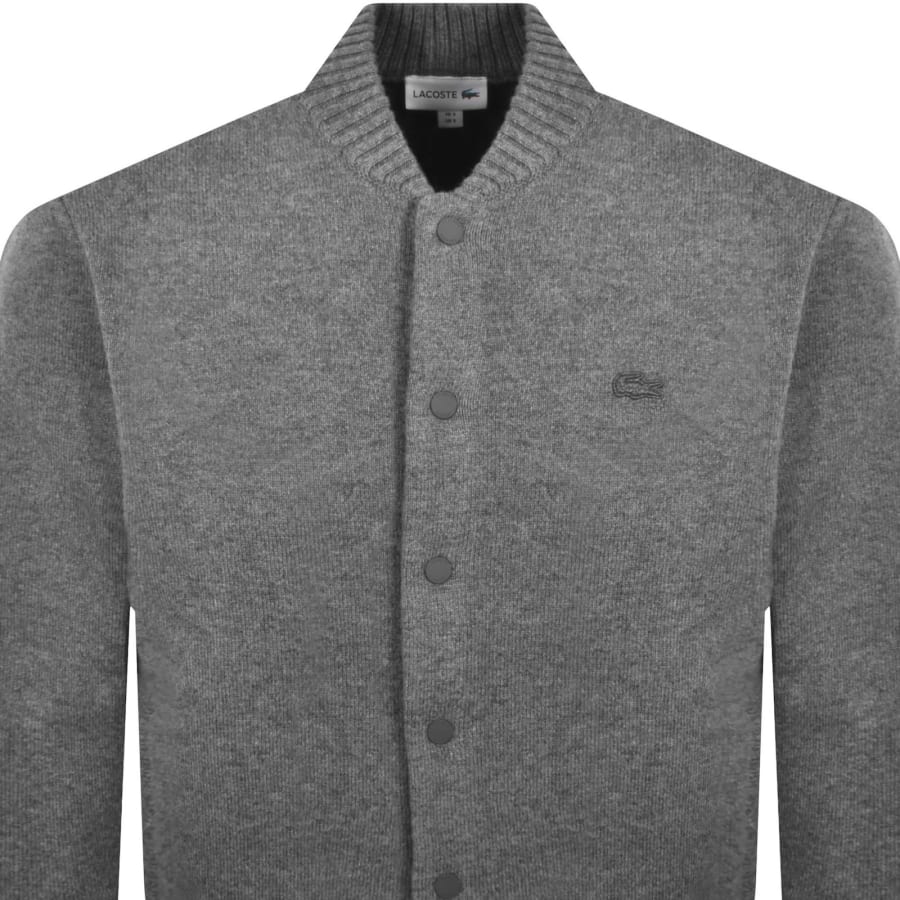 Image number 2 for Lacoste Merino Wool Bomber Jacket Grey