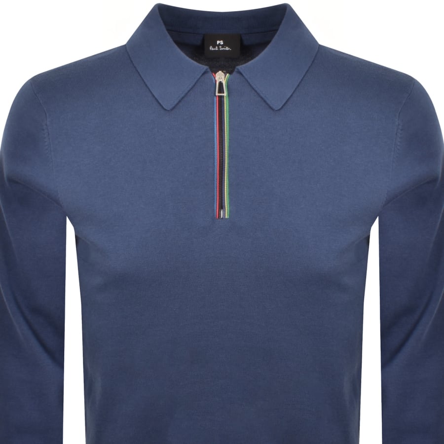 Image number 2 for Paul Smith Polo Knit Jumper Blue
