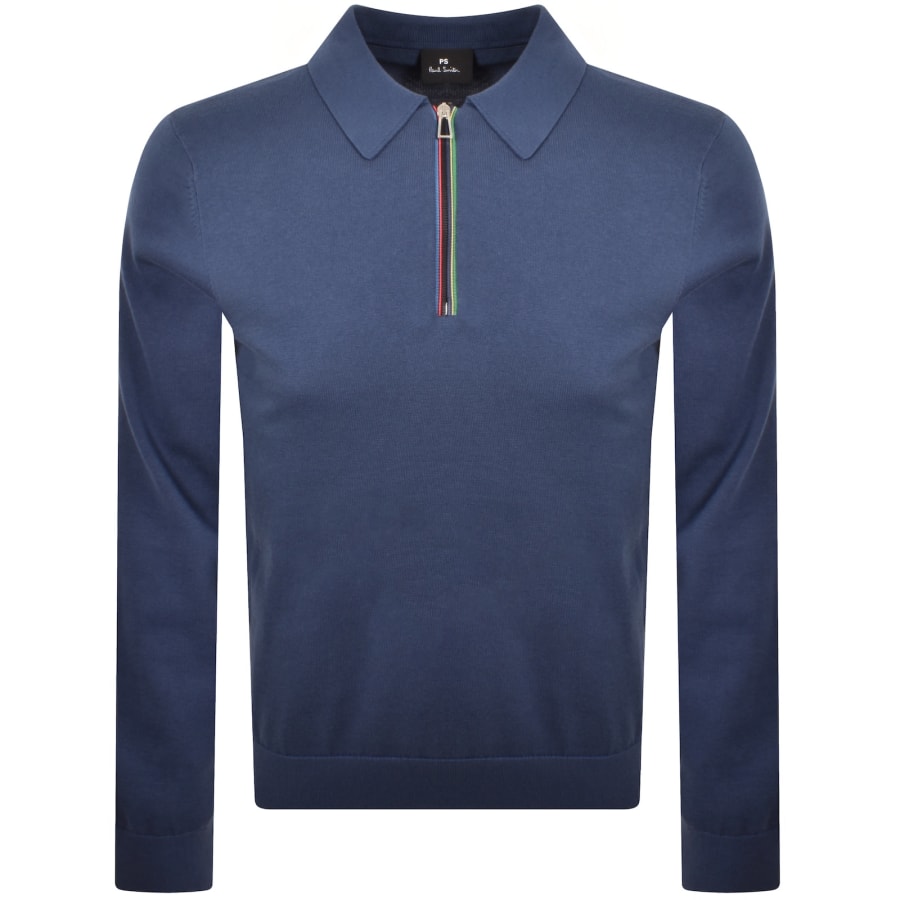 Image number 1 for Paul Smith Polo Knit Jumper Blue