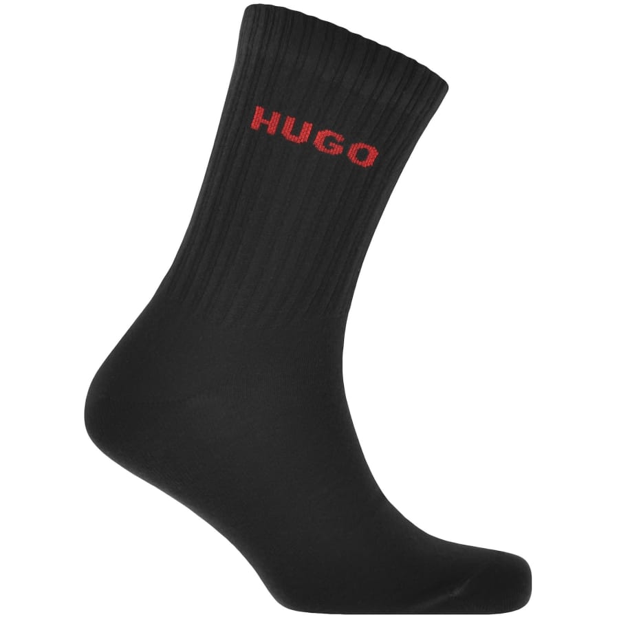 Image number 3 for HUGO 3 Pack Ribbed Socks Red