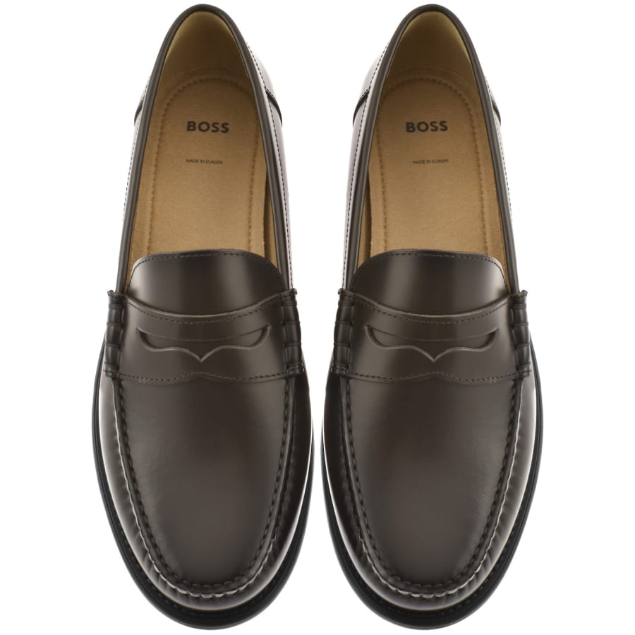 Image number 3 for BOSS Tevan Mocc Loafer Shoes Brown