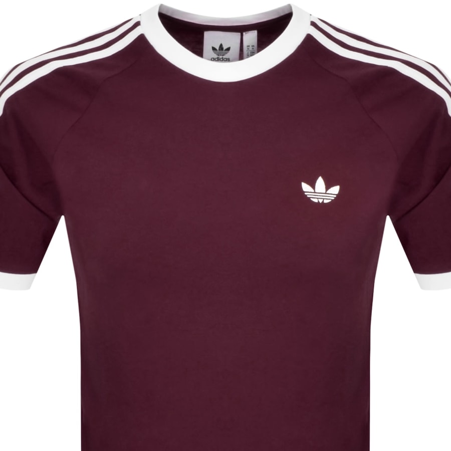 Image number 2 for adidas Originals 3 Stripes T Shirt Maroon