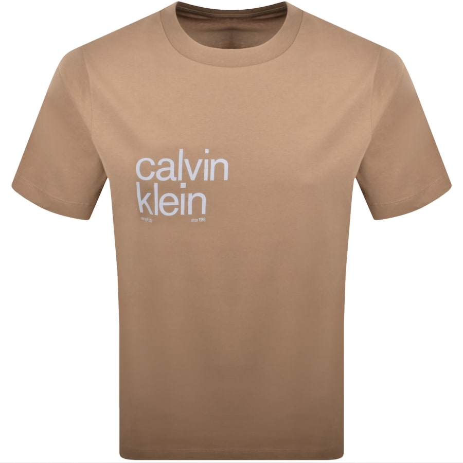 Image number 2 for Calvin Klein Jeans Graphic T Shirt Brown