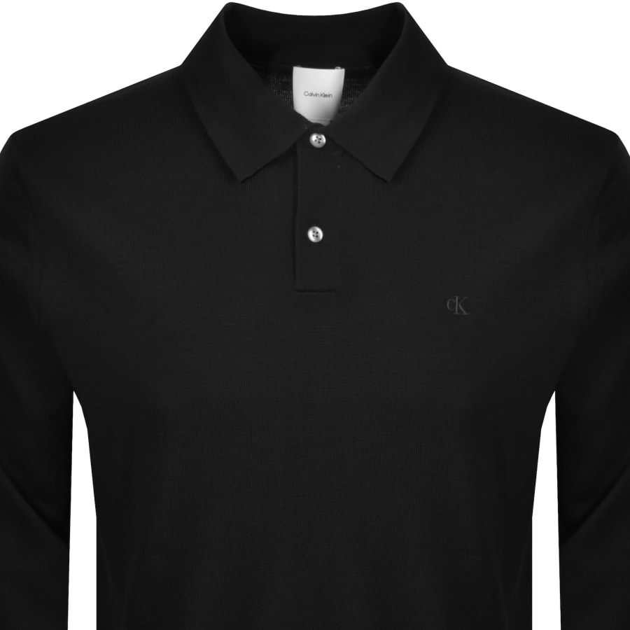 Image number 2 for Calvin Klein Knit Polo T Shirt Black
