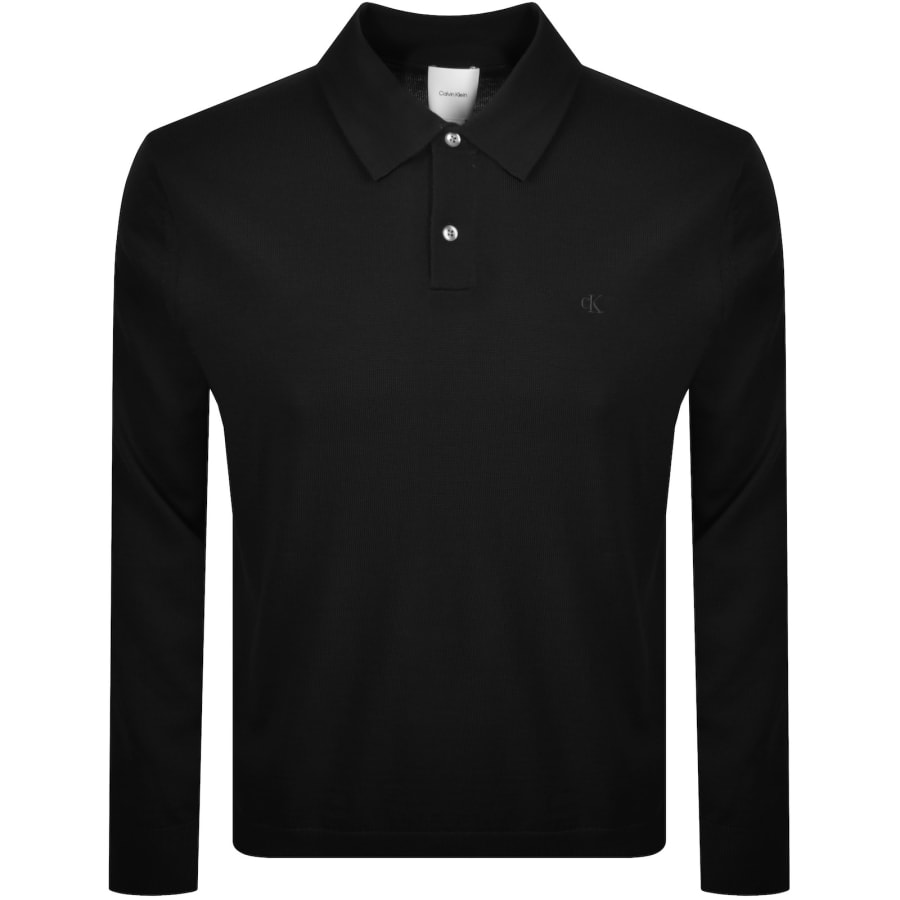 Image number 1 for Calvin Klein Knit Polo T Shirt Black