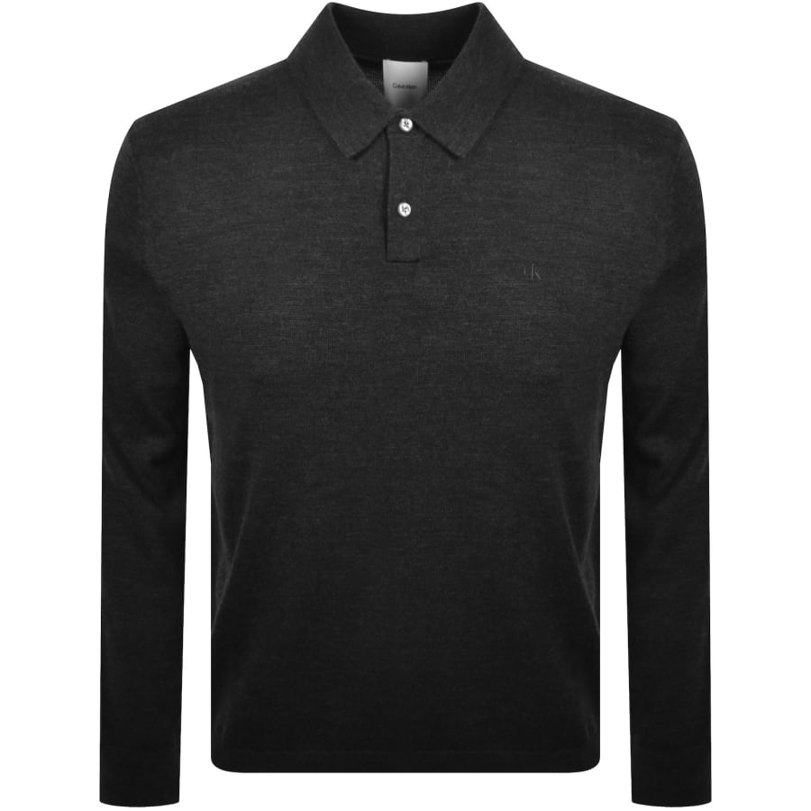Image number 1 for Calvin Klein Knit Polo T Shirt Grey