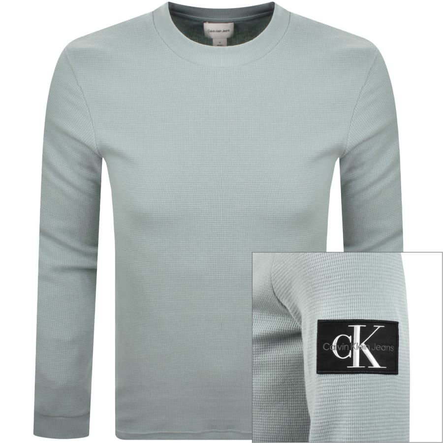 Image number 1 for Calvin Klein Jeans Waffle T Shirt Blue