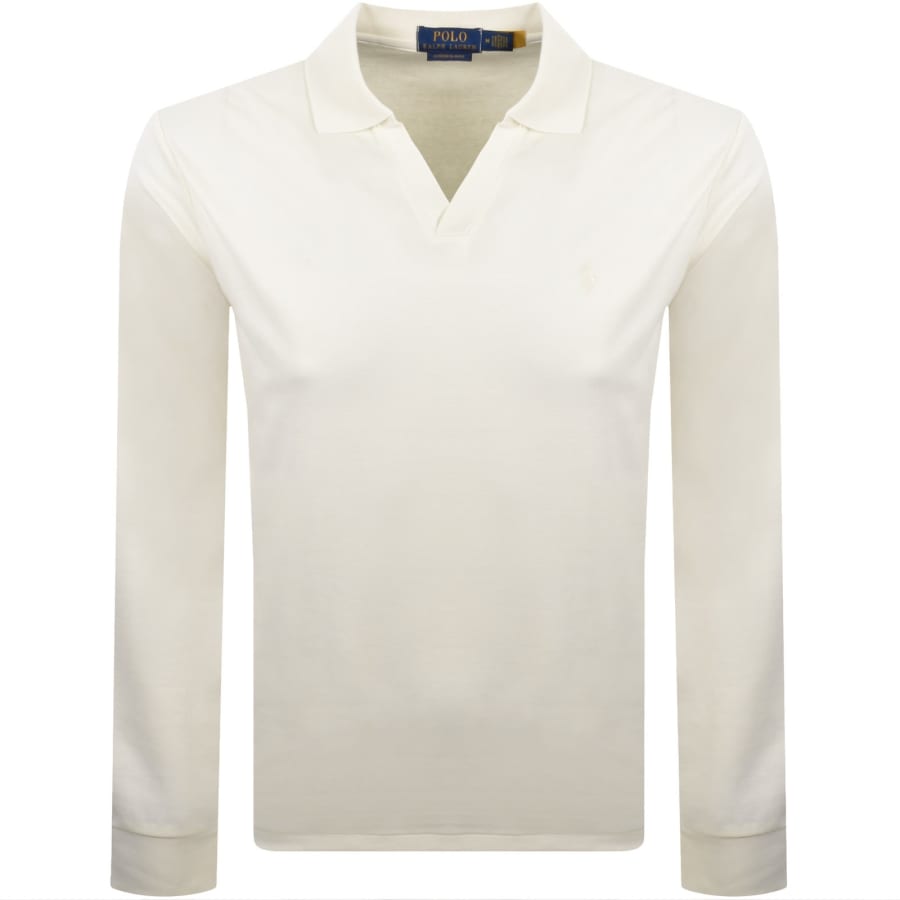 Image number 1 for Ralph Lauren Custom Slim Fit Polo T Shirt Cream