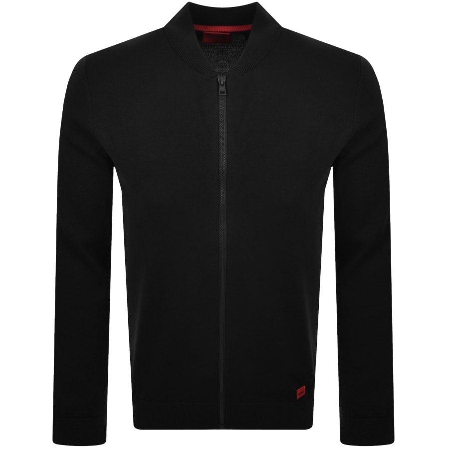Image number 1 for HUGO San Jacque Full Zip Knit Jumper Black
