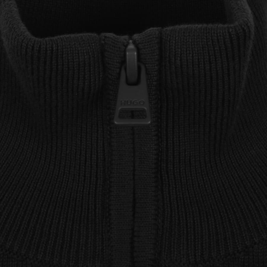 Image number 3 for HUGO San Quintus Half Zip Knit Jumper Black