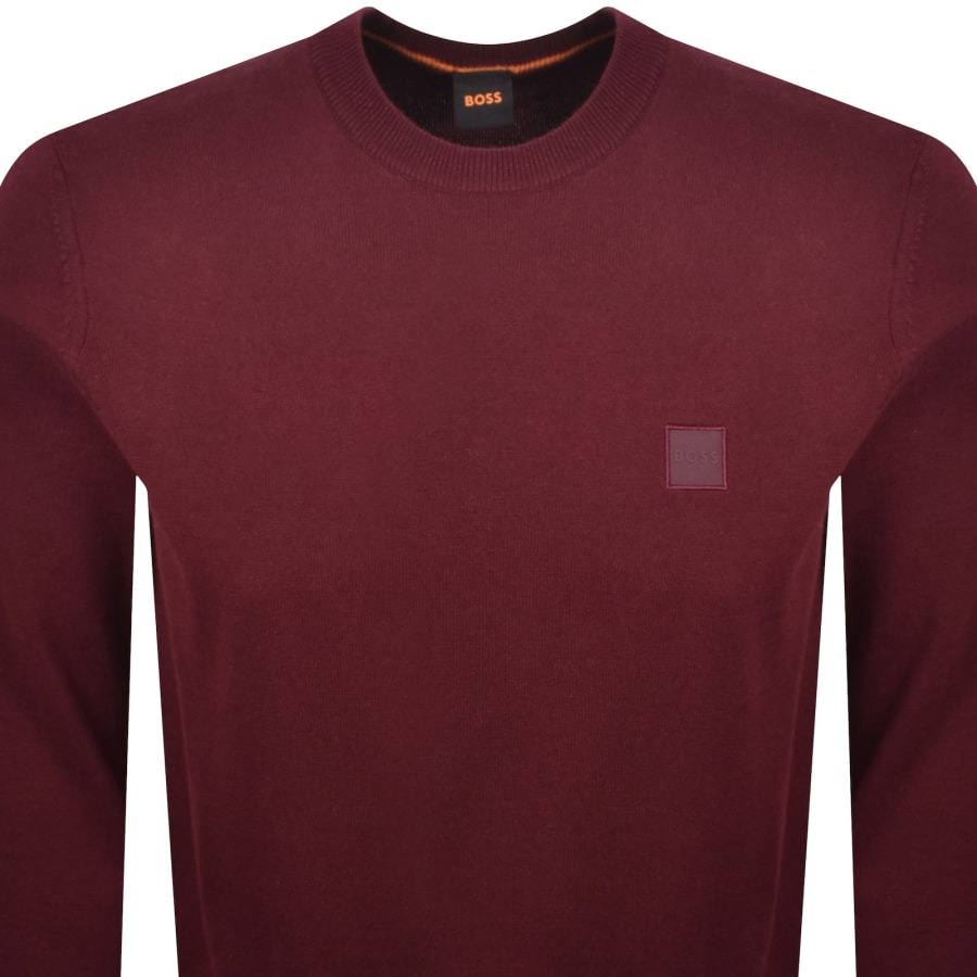 Image number 2 for BOSS Kanovano Knit Jumper Burgundy