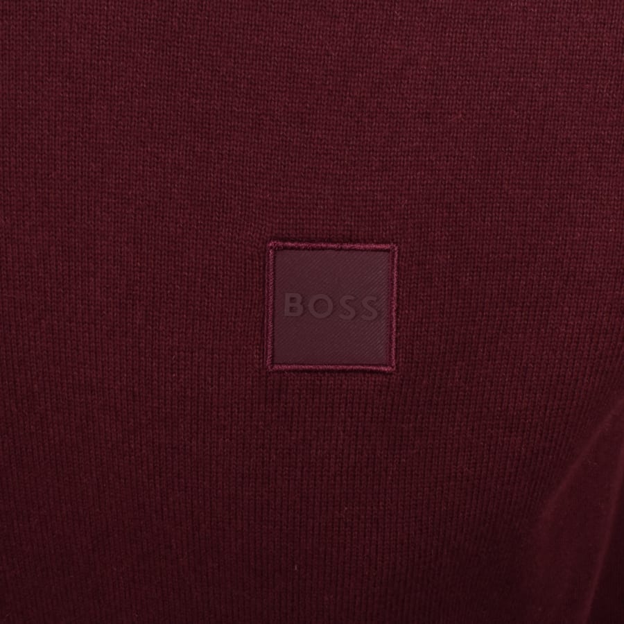Image number 3 for BOSS Kanovano Knit Jumper Burgundy