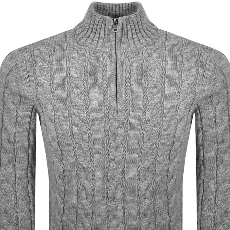 Image number 3 for Superdry Jacob Cable Knit Jumper Grey