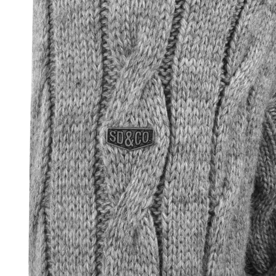 Image number 4 for Superdry Jacob Cable Knit Jumper Grey