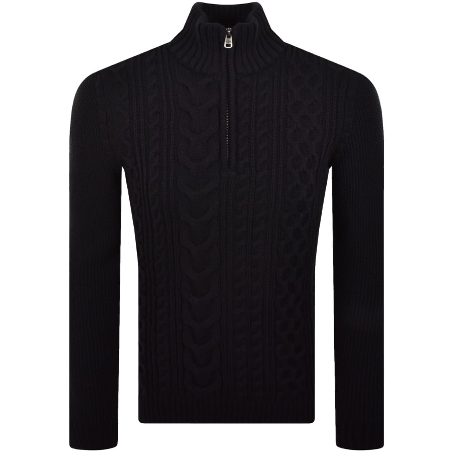 Image number 2 for Superdry Jacob Cable Knit Jumper Navy