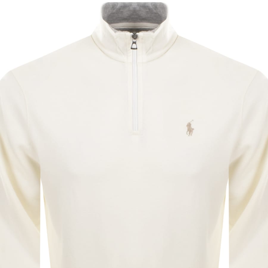 Image number 2 for Ralph Lauren Quarter Zip Sweatshirt Cream