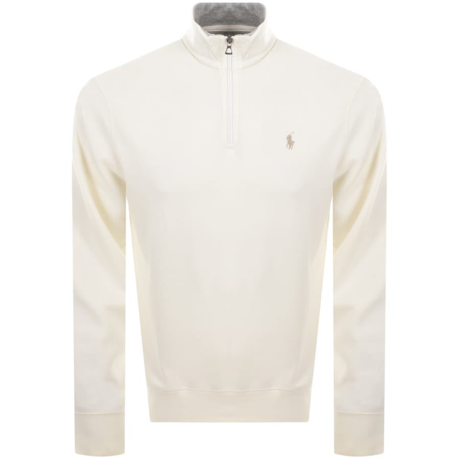 Image number 1 for Ralph Lauren Quarter Zip Sweatshirt Cream