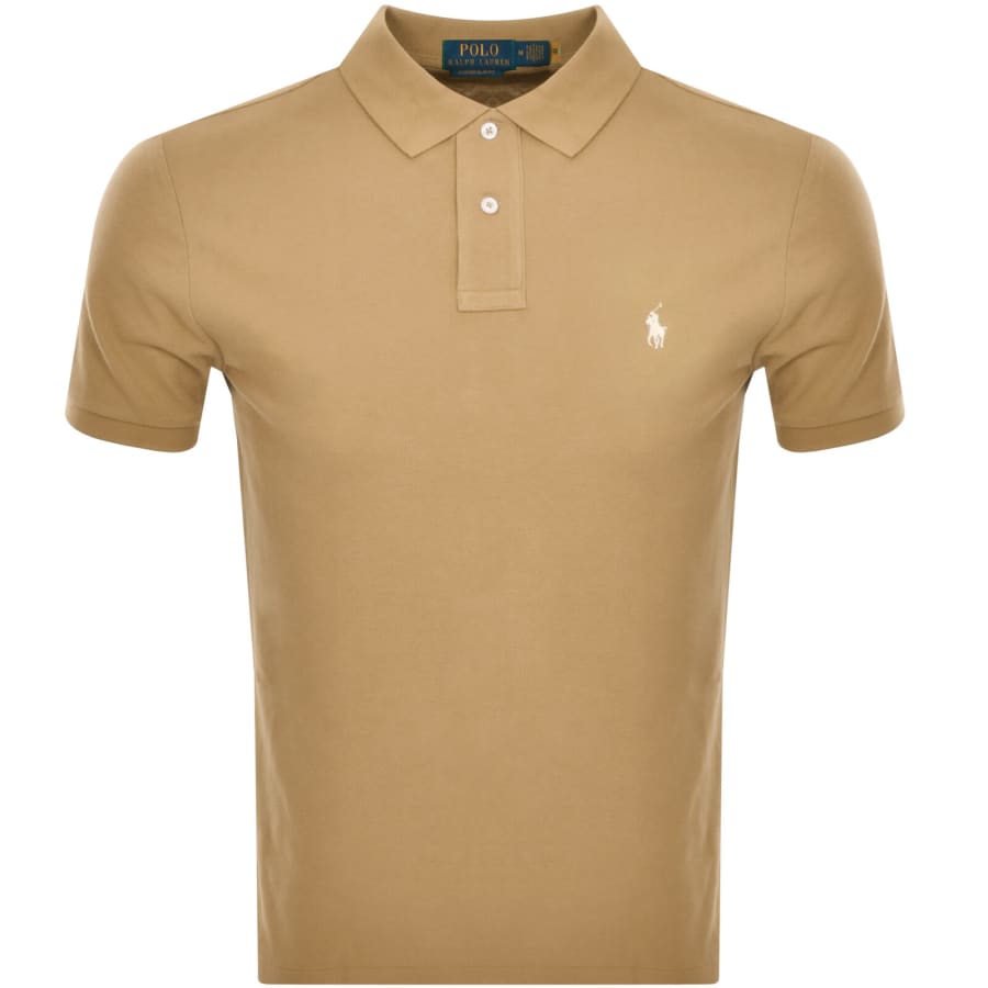 Image number 1 for Ralph Lauren Custom Slim Polo T Shirt Brown
