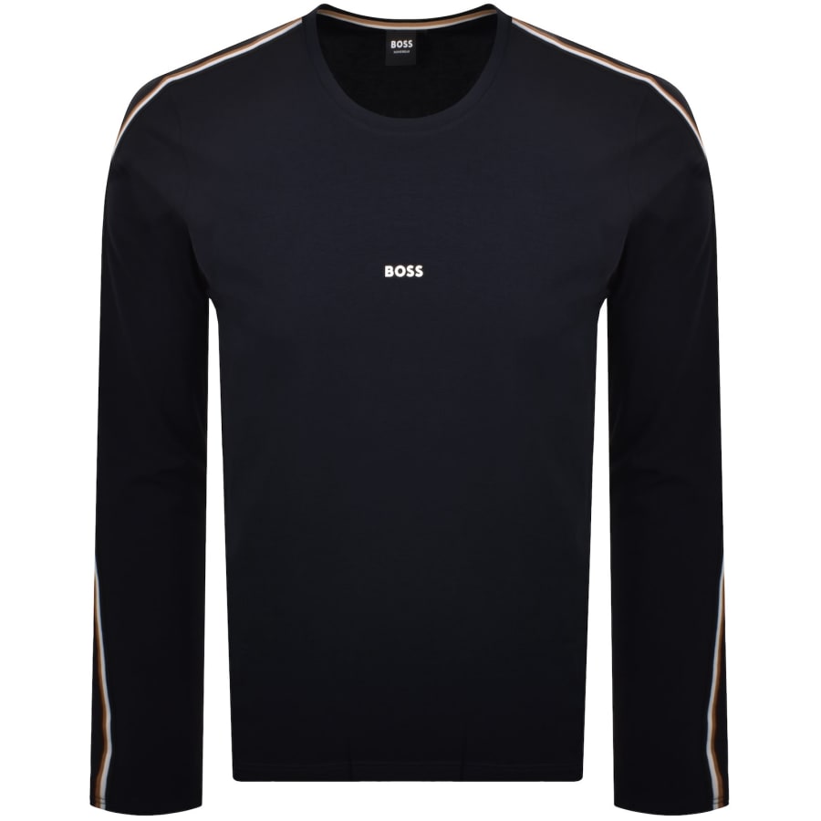 Image number 1 for BOSS Unique Long Sleeve T Shirt Dark Blue