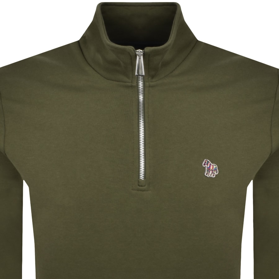 Image number 2 for Paul Smith Half Zip Zebra Sweatshirt Green