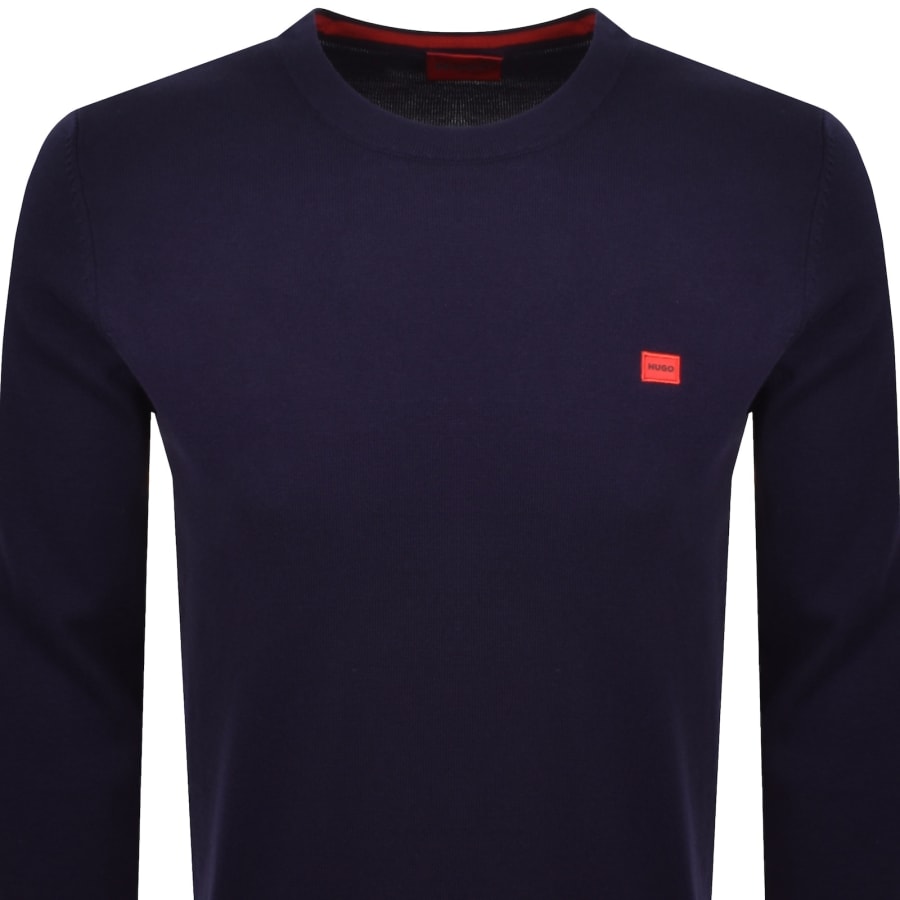 Image number 2 for HUGO San Cassius Knit Jumper Navy