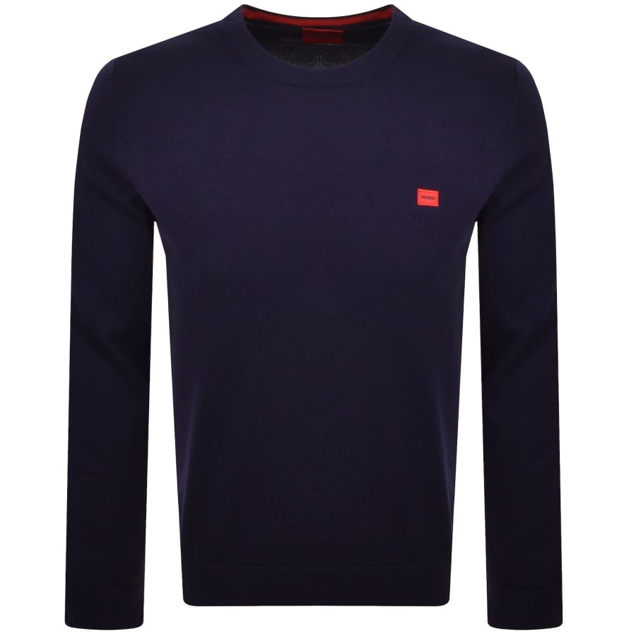 Image number 1 for HUGO San Cassius Knit Jumper Navy