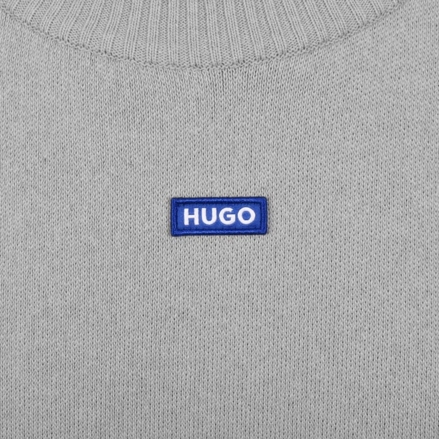 Image number 3 for HUGO Blue San Casey Knit Jumper Grey