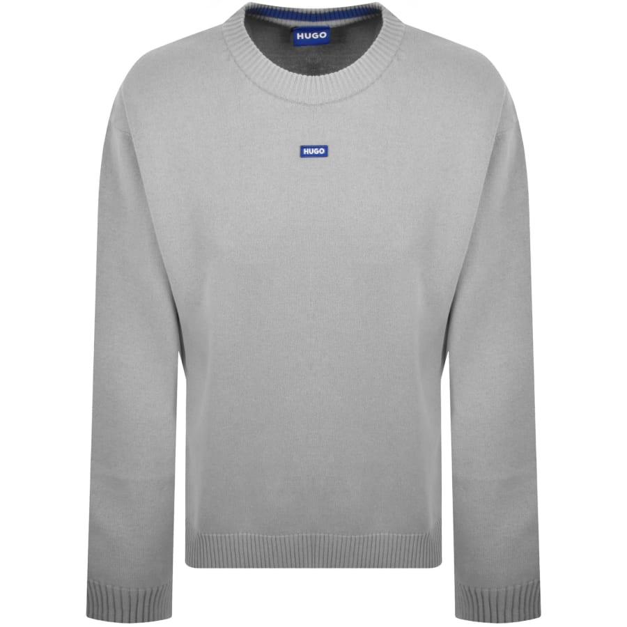 Image number 1 for HUGO Blue San Casey Knit Jumper Grey