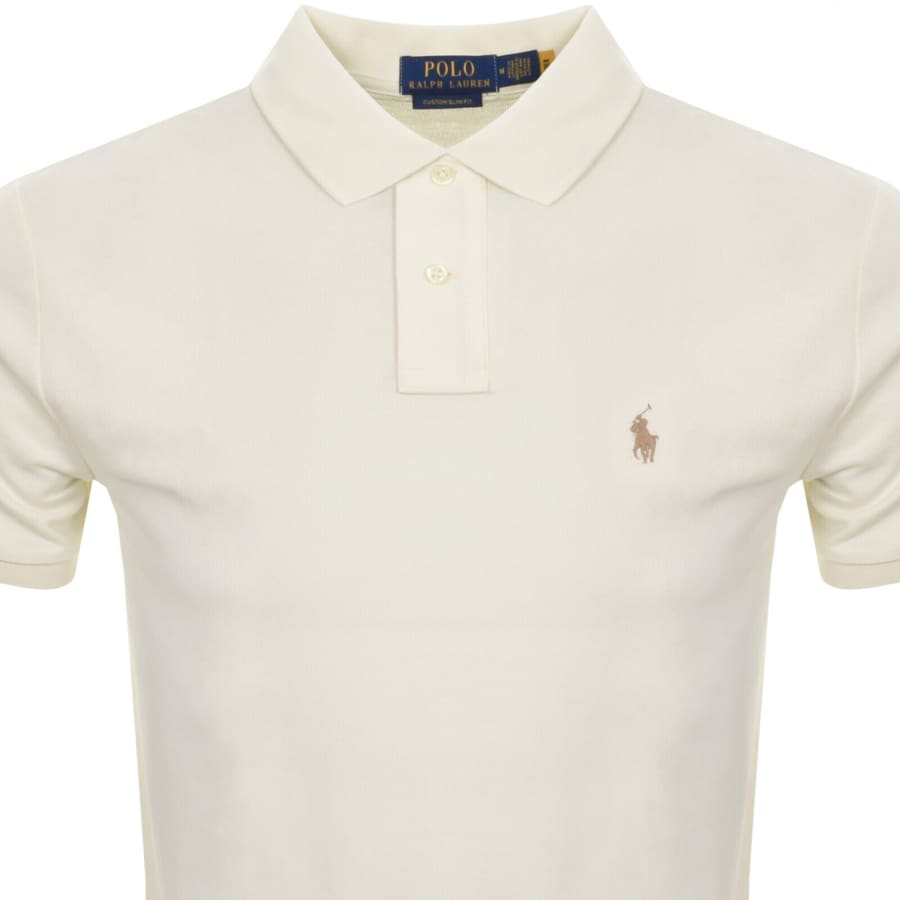 Image number 2 for Ralph Lauren Custom Slim Polo T Shirt Cream
