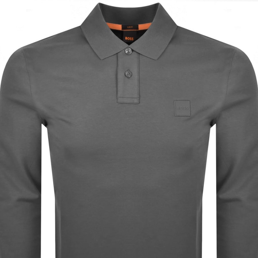 Image number 2 for BOSS Long Sleeve Passerby Polo T Shirt Grey