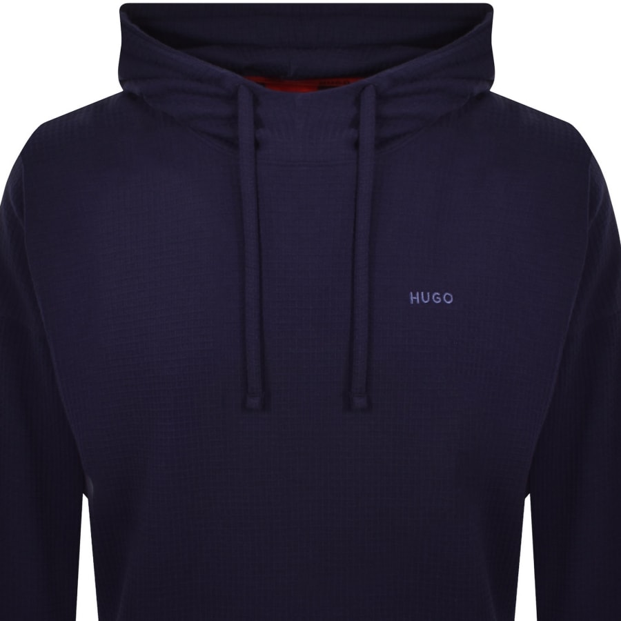 Image number 2 for HUGO Austin Waffle Hoodie Navy