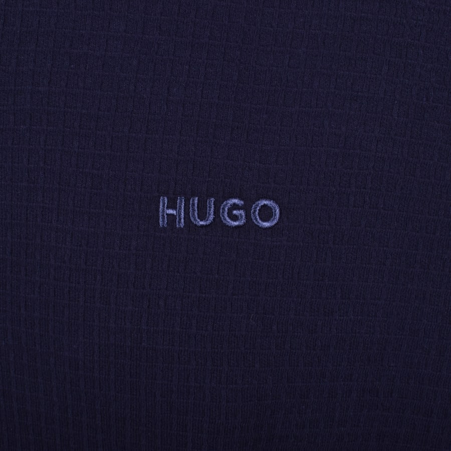 Image number 3 for HUGO Austin Waffle Hoodie Navy