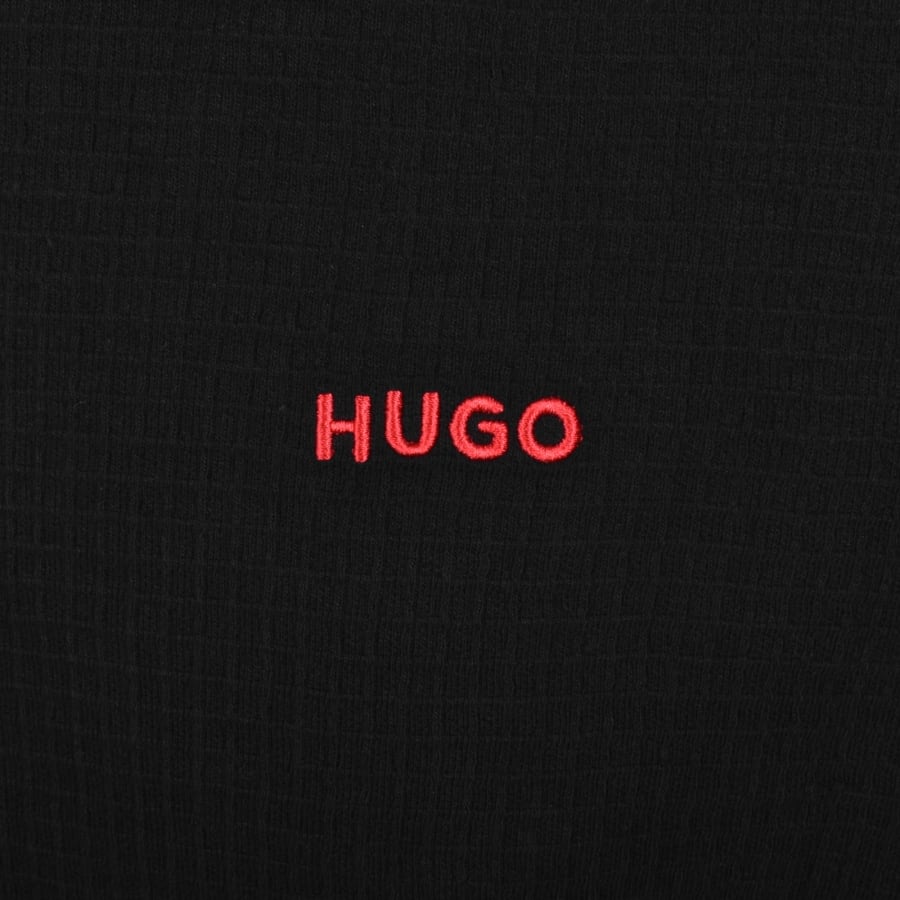 Image number 3 for HUGO Austin Waffle Hoodie Black