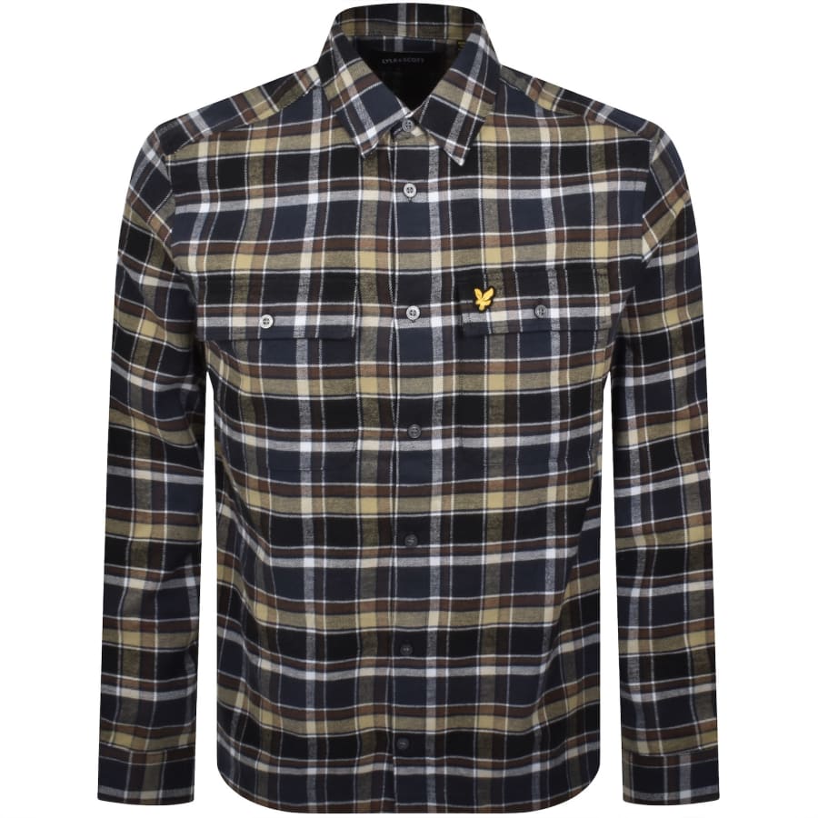 Image number 1 for Lyle And Scott Brushed Check Shirt Navy