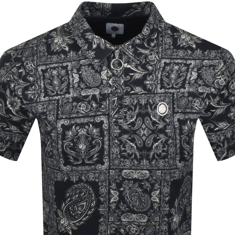 Image number 2 for Pretty Green Paisley Zip Polo T Shirt Black