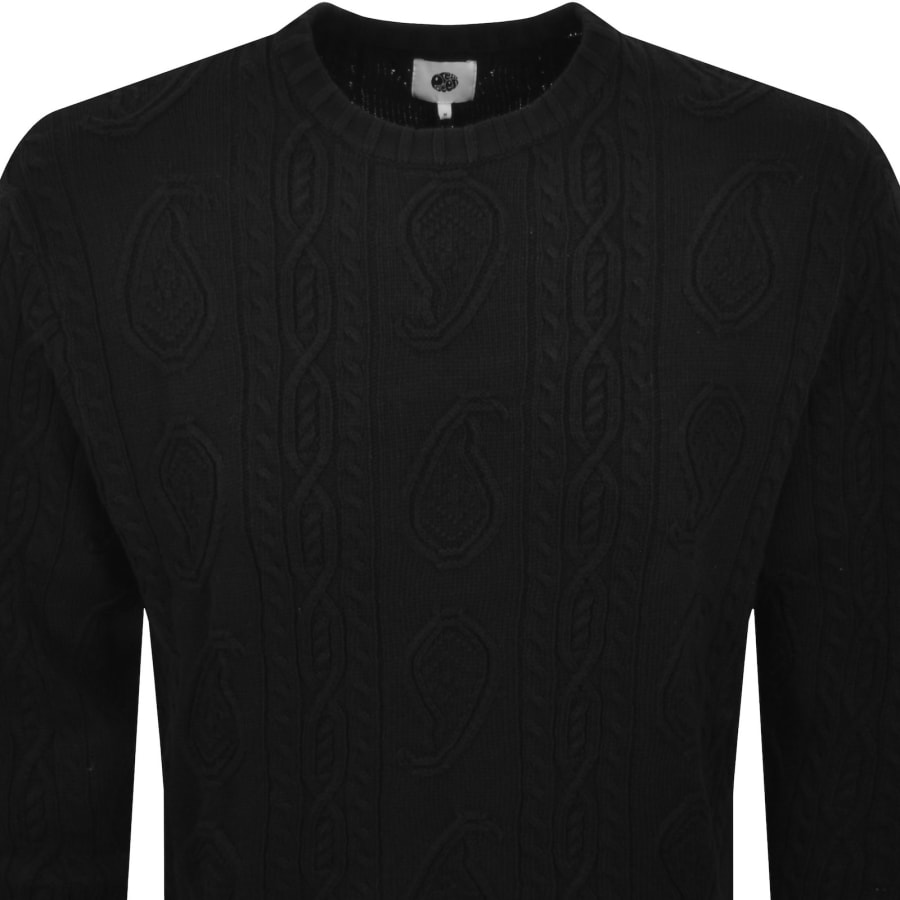 Image number 2 for Pretty Green Paisley Cable Knit Jumper Black
