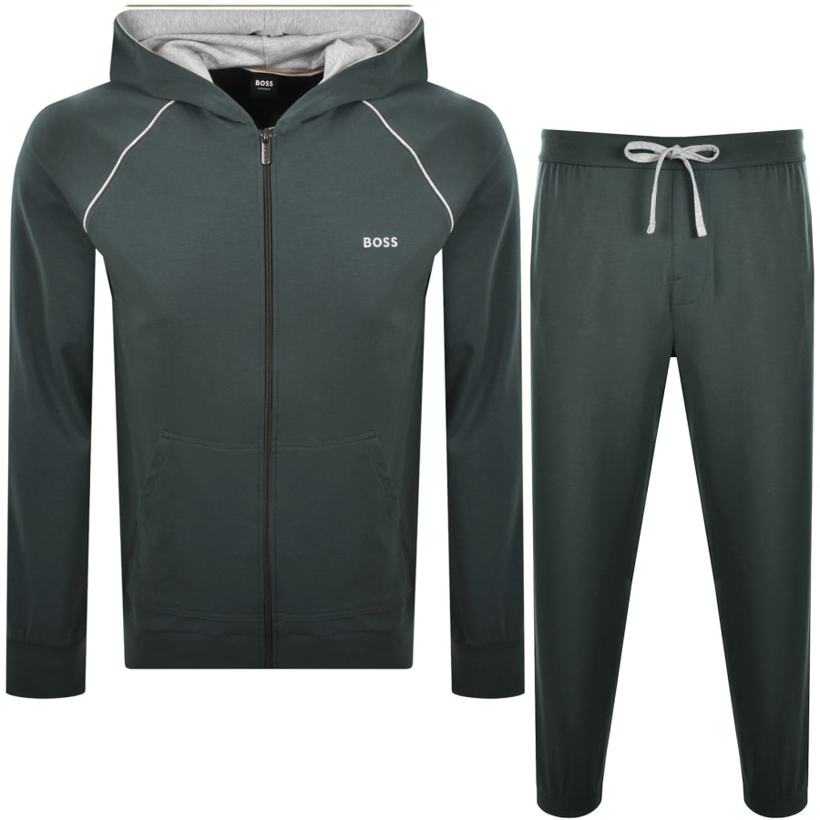Image number 1 for BOSS Mix And Match Hooded Tracksuit Green