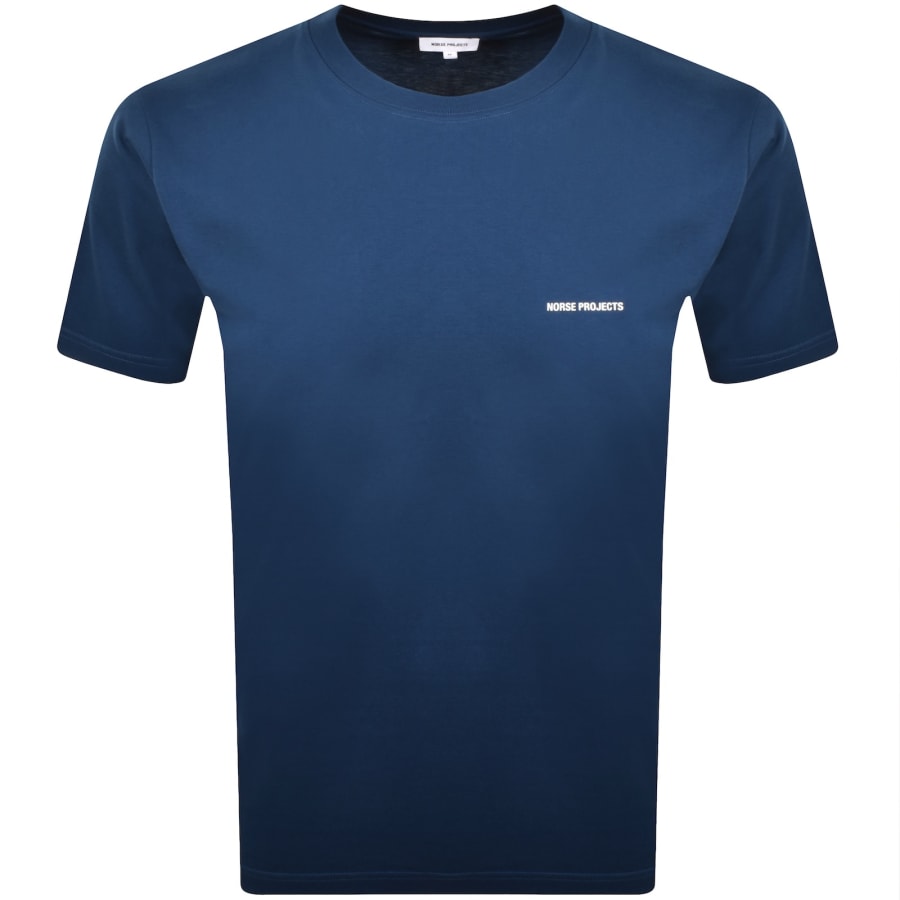 Image number 1 for Norse Projects Johannes Logo Print T Shirt Blue