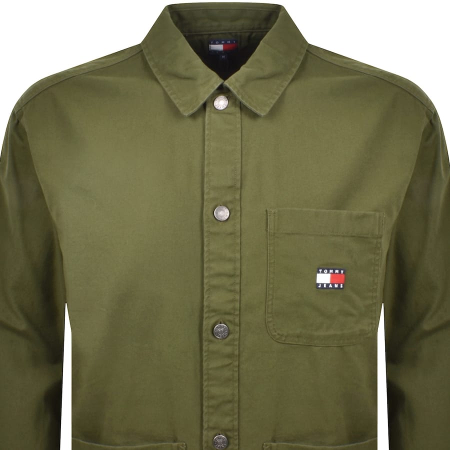 Image number 2 for Tommy Jeans Essential Overshirt Green