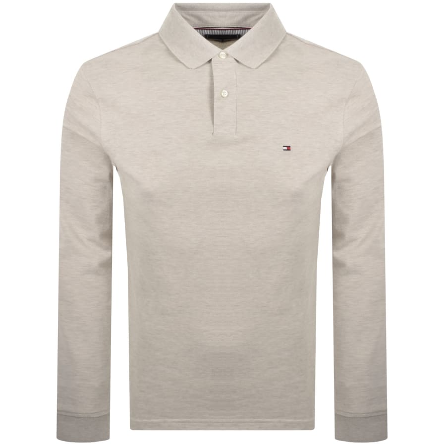 Image number 1 for Tommy Hilfiger Long Sleeved Polo T Shirt Beige