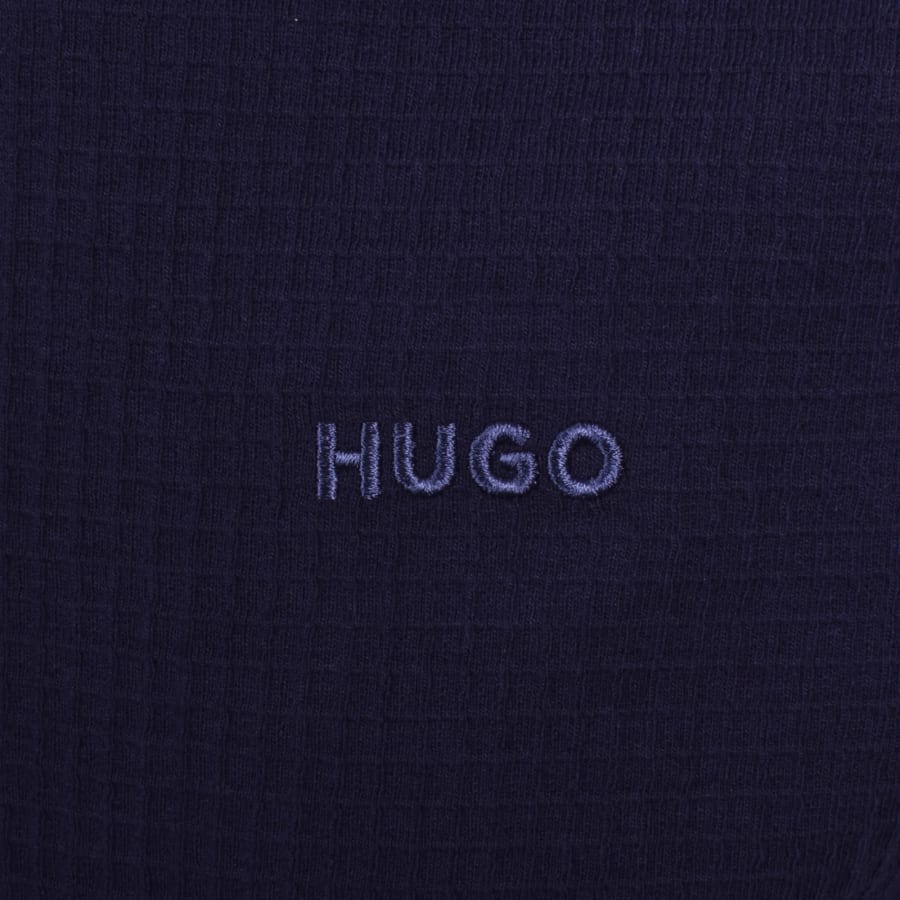 Image number 3 for HUGO Austin Waffle T Shirt Navy